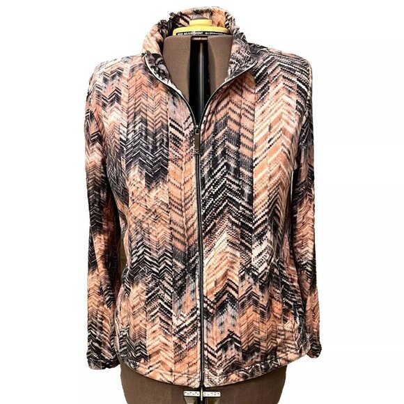 Onque Casual. Size XL. Pink & Gray Flannel Zip Up Jacket. Cotton Poly. B95 - Picture 1 of 6